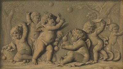 Amorini jugando uno de un par, 1770-90 de Unbekannt