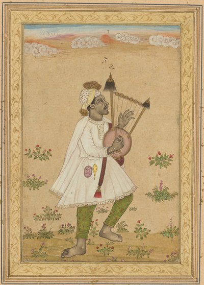 Un jugador de lira africano recto, caligrafía verso, c. 1640-1660 de Unbekannt