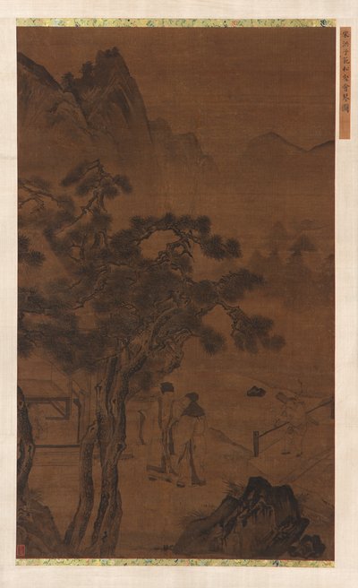Una visita vespertina cerca de pinos altos, dinastía Ming, siglo XVI de Unbekannt