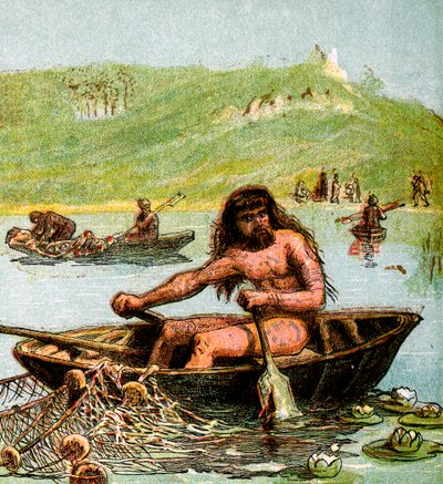 Un britano antiguo en su bote, c1850 de Unbekannt