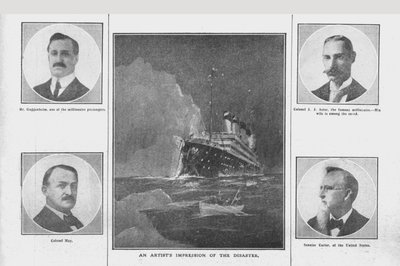 Impresión artística del desastre y retratos de personas relacionadas, 20 de abril de 1912 de Unbekannt