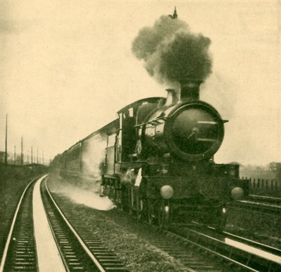 Una locomotora de la clase Star recogiendo agua a velocidad, Goring, Great Western Railway de Unbekannt