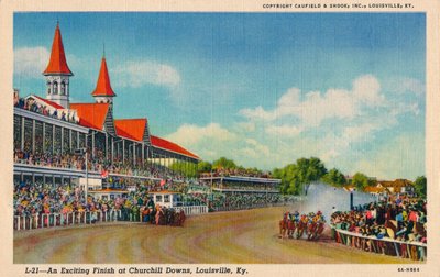 Un final emocionante en Churchill Downs, Louisville, Ky, c1940 de Unbekannt