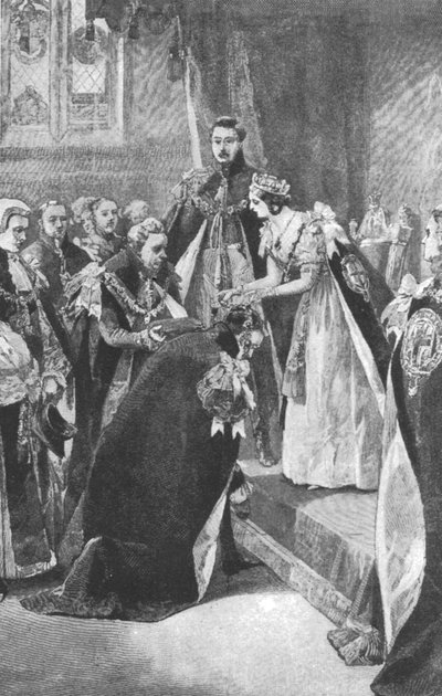 Una Investidura de la Orden de la Jarretera por la Reina Victoria, c1830s, 1901 de Unbekannt