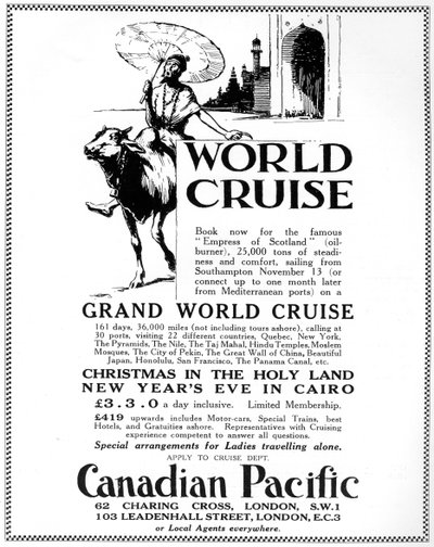 Un anuncio para un crucero mundial de Canadian Pacific, 1926 de Unbekannt