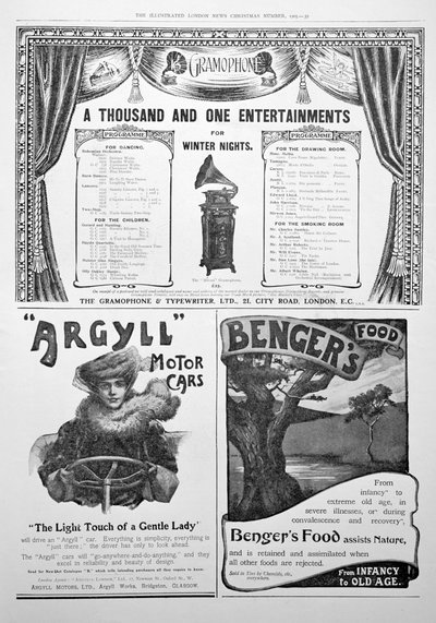 Una página de publicidad en el Illustrated London News, Navidad de Unbekannt