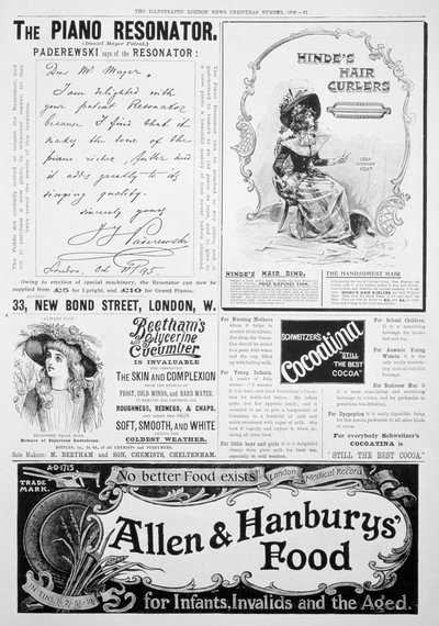 Una página publicitaria en el Illustrated London News, número de Navidad, 1896 de Unbekannt