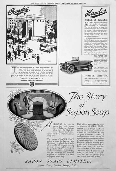 Una página publicitaria en el Illustrated London News, número de Navidad, 1920 de Unbekannt
