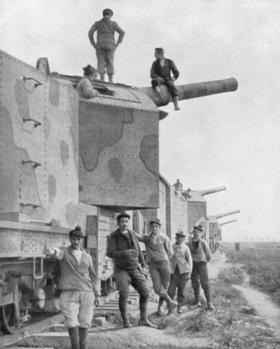 Una batería de tren blindado, 1918 de Unbekannt