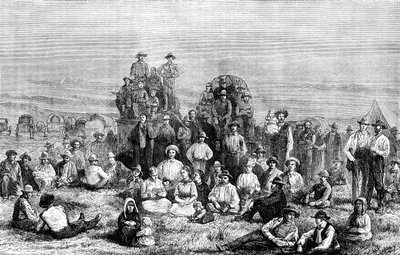 Un campamento de conversos mormones en el desierto, c1846 de Unbekannt
