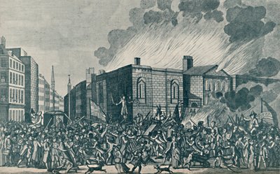 Representación exacta del incendio, saqueo y destrucción de Newgate por los alborotadores de Unbekannt