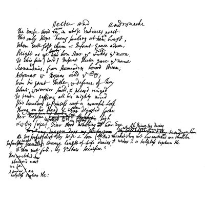 Un extracto del manuscrito original de la traducción de Homero por Pope, siglo XVIII, 1840 de Unbekannt