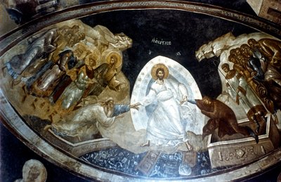 Anástasis, fresco en el parekklesion de la Iglesia de Cristo en Chora, c1310-c1320 de Unbekannt