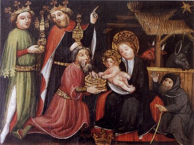 Adoración de los Reyes Magos, maestro desconocido, c. 1400; Evangelische Spitalstiftung Isny de Unbekannt