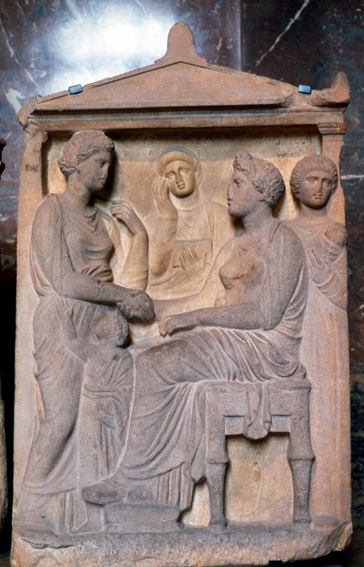 Relieve griego antiguo mostrando amigos saludándose de Unbekannt