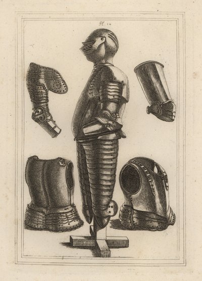 Antiguo traje de armadura brillante para John de Courcy, Conde de Ulster 1, y espaldar, guardabrazo, brazalete o brazal del Duque de Monmouth 2 de Unbekannt