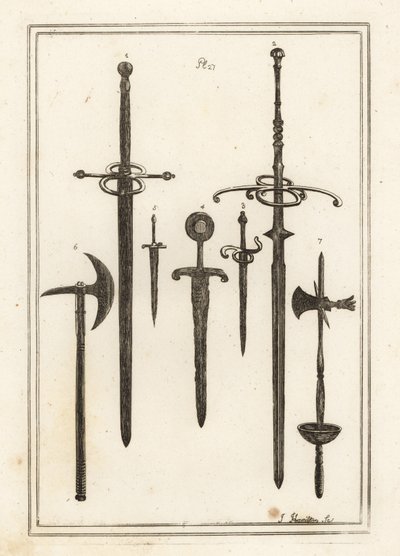 Espada antigua de dos manos 1,2, daga 3, espada y daga de los caballeros de San de Unbekannt
