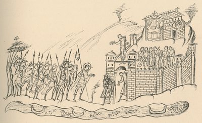 Guerreros anglosajones acercándose a un fuerte, 1908 de Unbekannt