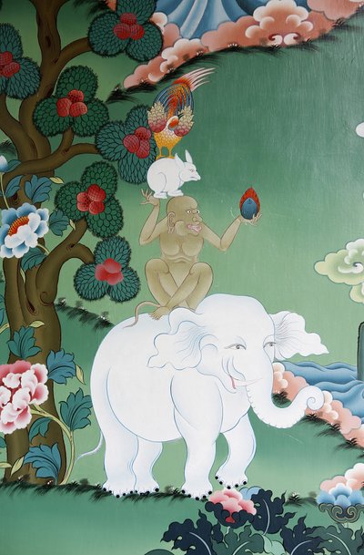 Cuento de amistad animal en el monasterio de Kopan, Katmandú, Nepal de Unbekannt
