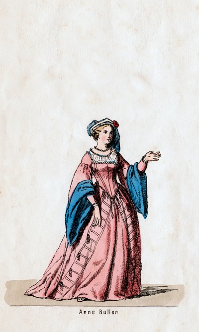 Ana Bolena, diseño de vestuario para la obra de Shakespeare, Enrique VIII, siglo XIX de Unbekannt