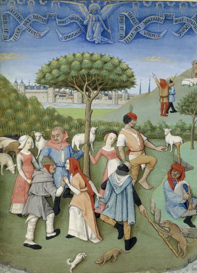 Anunciación a los pastores: baile campestre. De Heures de Charles d