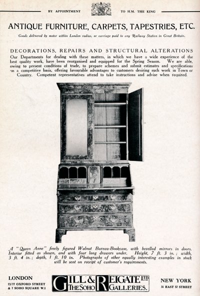 Muebles antiguos, alfombras, tapices, etc., 1921 de Unbekannt