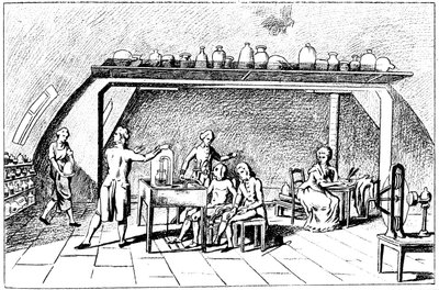 Antoine Laurent Lavoisier, químico francés del siglo XVIII, investigando la respiración de Unbekannt
