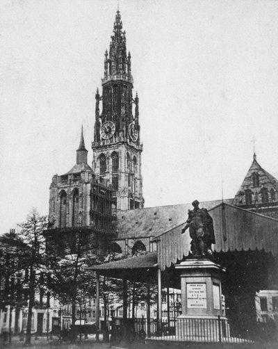 Catedral de Amberes y estatua del artista Peter Paul Rubens, Bélgica de Unbekannt