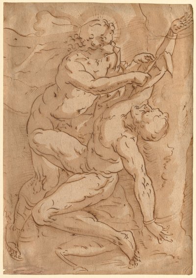 Apolo desollando a Marsias (recto) Dos bocetos de una madre y un niño (verso), siglo XVI de Unbekannt