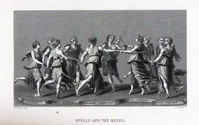 Apolo y las musas después de Giulio Romano, 1882 de Unbekannt