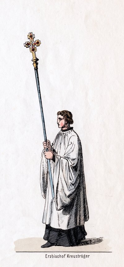 Portador de la cruz del arzobispo, diseño de vestuario para la obra de Shakespeare, Enrique VIII de Unbekannt