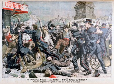 Criminales armados luchando con la policía, Place de la Bastille, París de Unbekannt