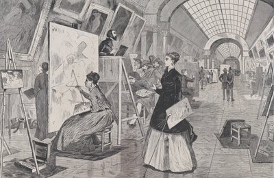 Estudiantes de arte y copistas en la Galería del Louvre, París Harper