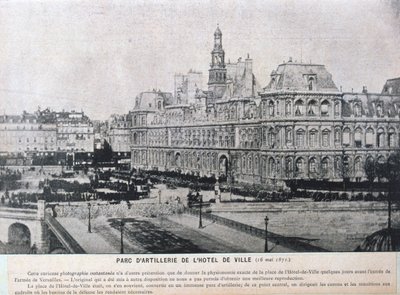Piezas de artillería alineadas fuera del Hotel de Ville, París, 16 de mayo de 1871 de Unbekannt