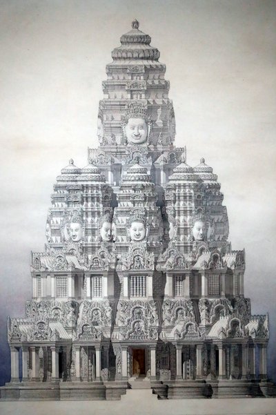 Museo de Civilizaciones Asiáticas, Angkor, Explorando la ciudad sagrada de Camboya, Restauración de la torre central del bayón, Louis Delaporte y Henri Deverin, Camboya de Unbekannt