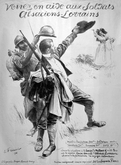 Ayuda a los soldados alsacianos, cartel francés de la Primera Guerra Mundial, 1916 de Unbekannt