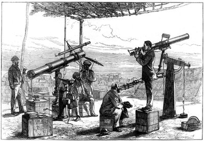 Astrónomos esperando un eclipse, India, 1872 de Unbekannt