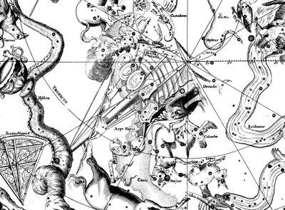 Mapa astronómico, centrado en la constelación del sur de Argo Navis, 1742 de Unbekannt