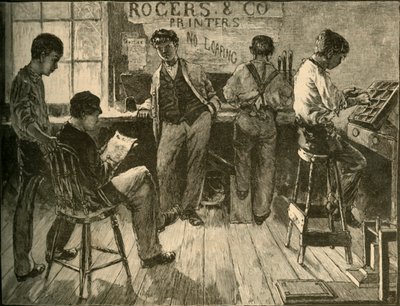 Trabajando en la imprenta, 1881 de Unbekannt