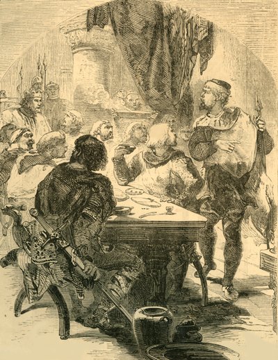 En un banquete dado por Harold, recibe la noticia de la invasión de los normandos, c1890 de Unbekannt