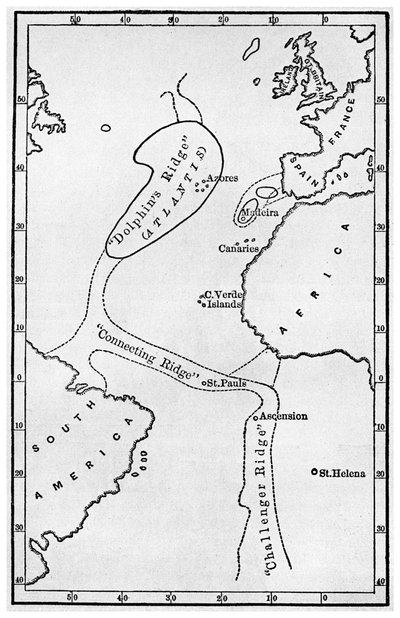 Atlántida: un mapa que muestra la ubicación del continente mítico, c. 1882 de Unbekannt