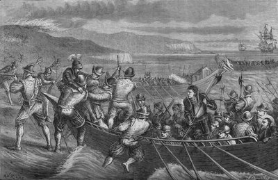 Ataque a la Isla de Wight, julio 1545, c. 1880 de Unbekannt