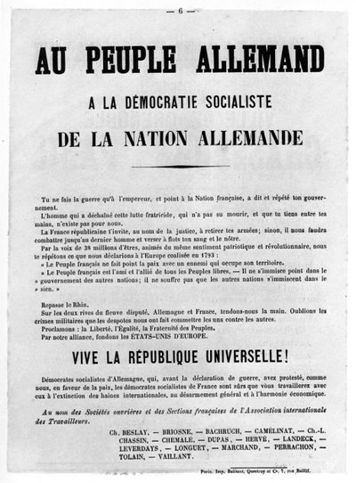 Al Pueblo Alemán, de los carteles políticos franceses de la Comuna de París, mayo 1871 de Unbekannt