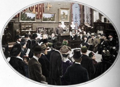 Subasta en progreso en Phillips subastadores, Londres, c1901 de Unbekannt