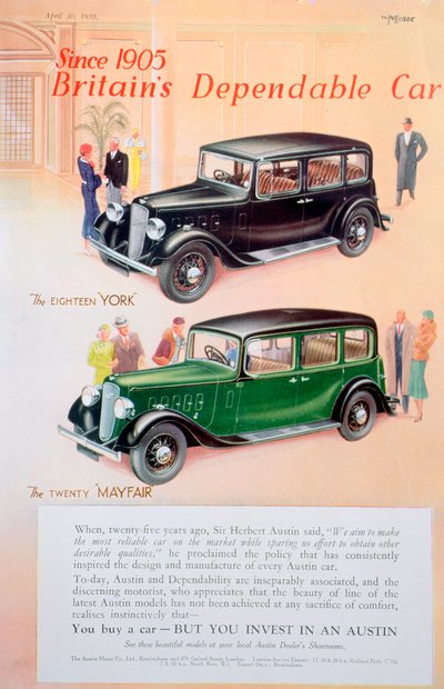 Anuncio de coche Austin, 1935 de Unbekannt