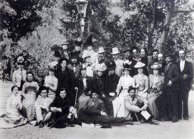 El autor Máximo Gorki y Antón Chéjov entre los actores del Teatro de Arte de Moscú de Unbekannt