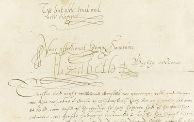 Carta autógrafa de la Reina Isabel I a María, Reina de Escocia, 1584 de Unbekannt
