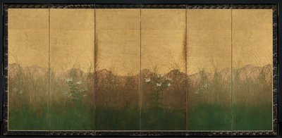 Tarde de Otoño con Luna Llena en la Llanura de Musashino, principios de 1600 de Unbekannt