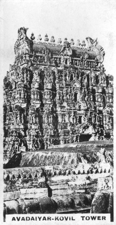 Torre Avadaiyar-Kovil, Avadaiyarkovil, Tamil Nadu, India, c1925 de Unbekannt