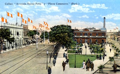 Avenida Saenz Peña y Plaza Casanave, Callao, Perú de Unbekannt